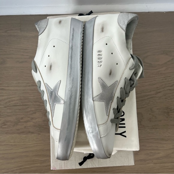GOLDEN GOOSE Superstar White Silver Star Sparkle 39 - Picture 2 of 8